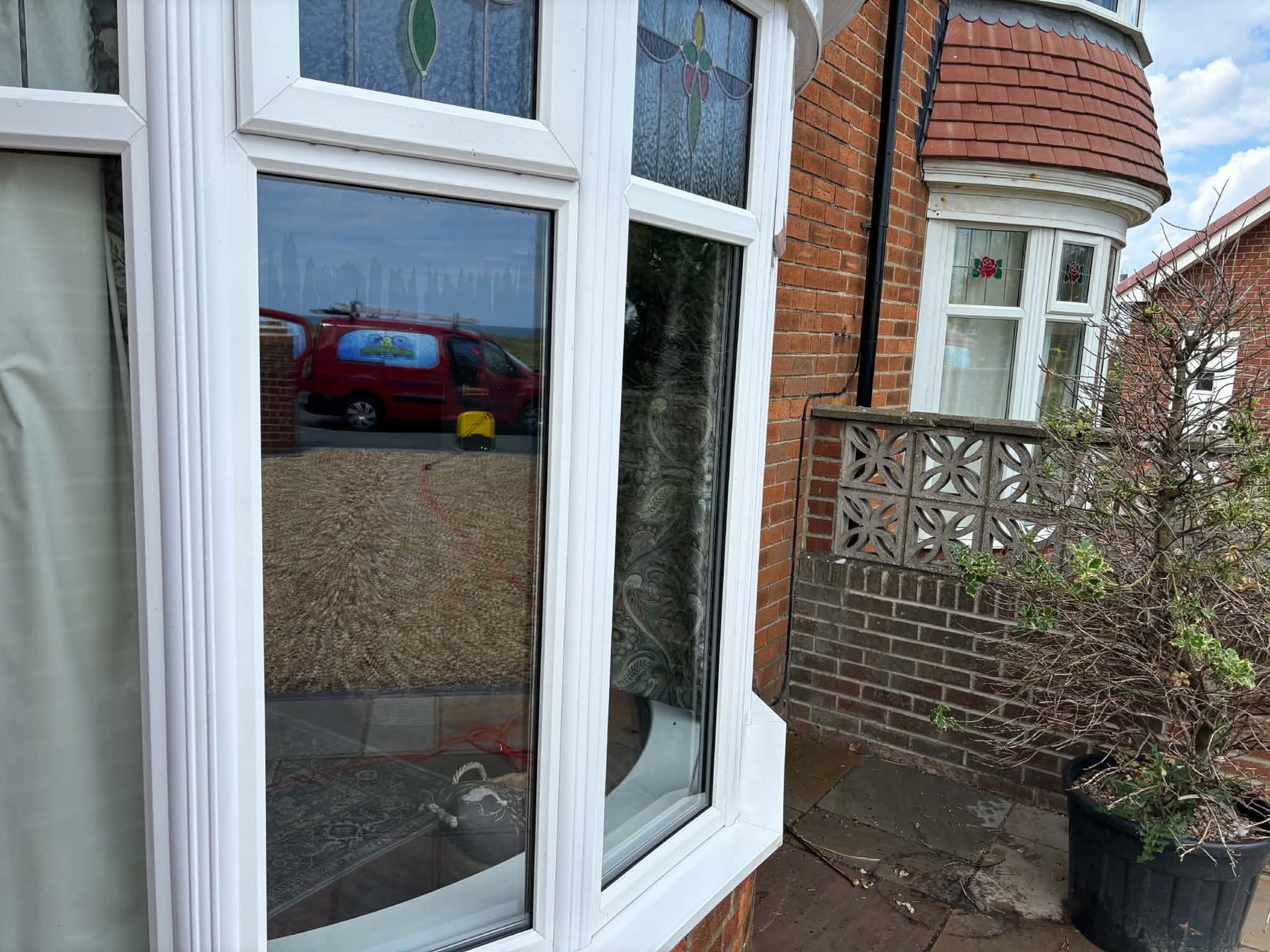 uPVC windows washed with pure water